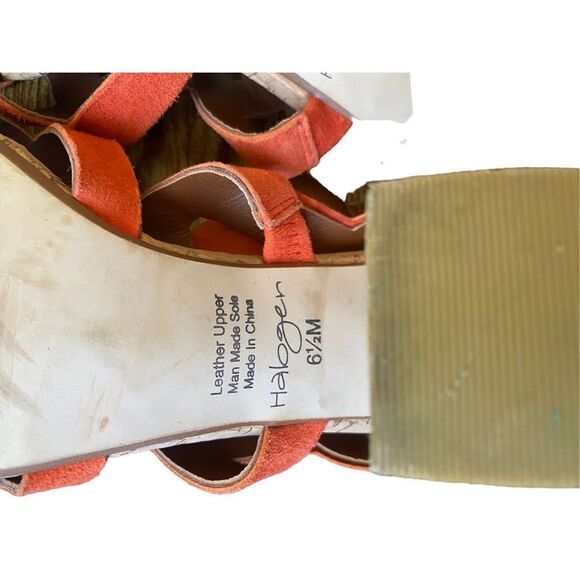 Halogen Orange Suede Leather Cutout Sandal Heels - Picture 14 of 15